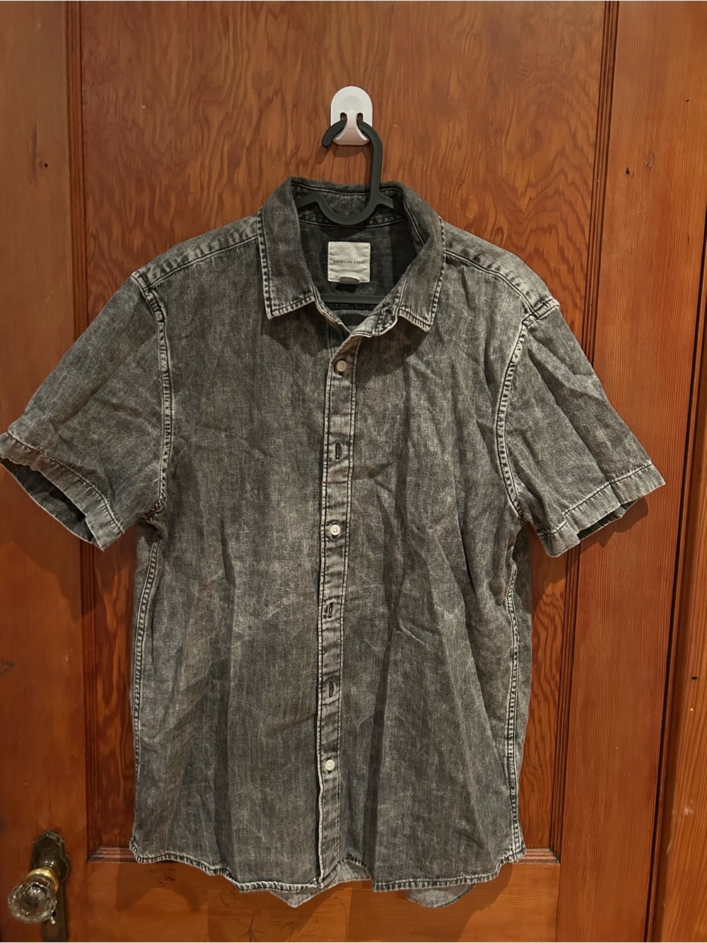 American Eagle Men's Washed Denim Shirt Gray